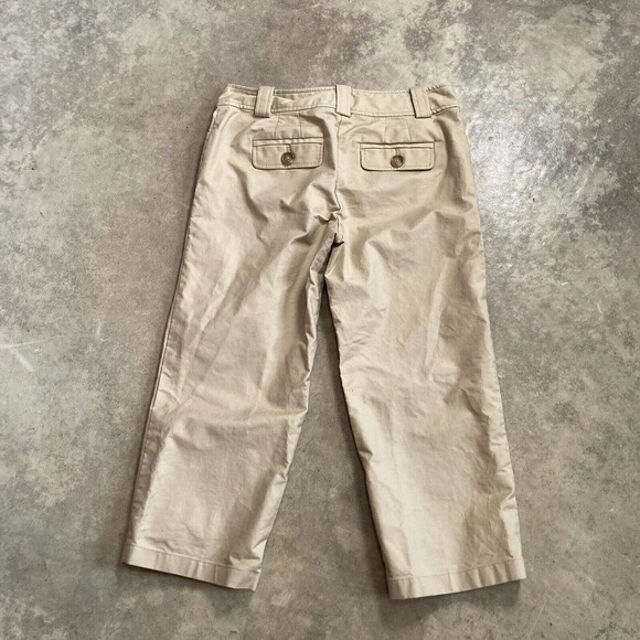 Ann Taylor Pants Womens Size 4 Tan Lindsay Crop Ankle Chino Mid Rise‎ Buttons - Picture 6 of 9